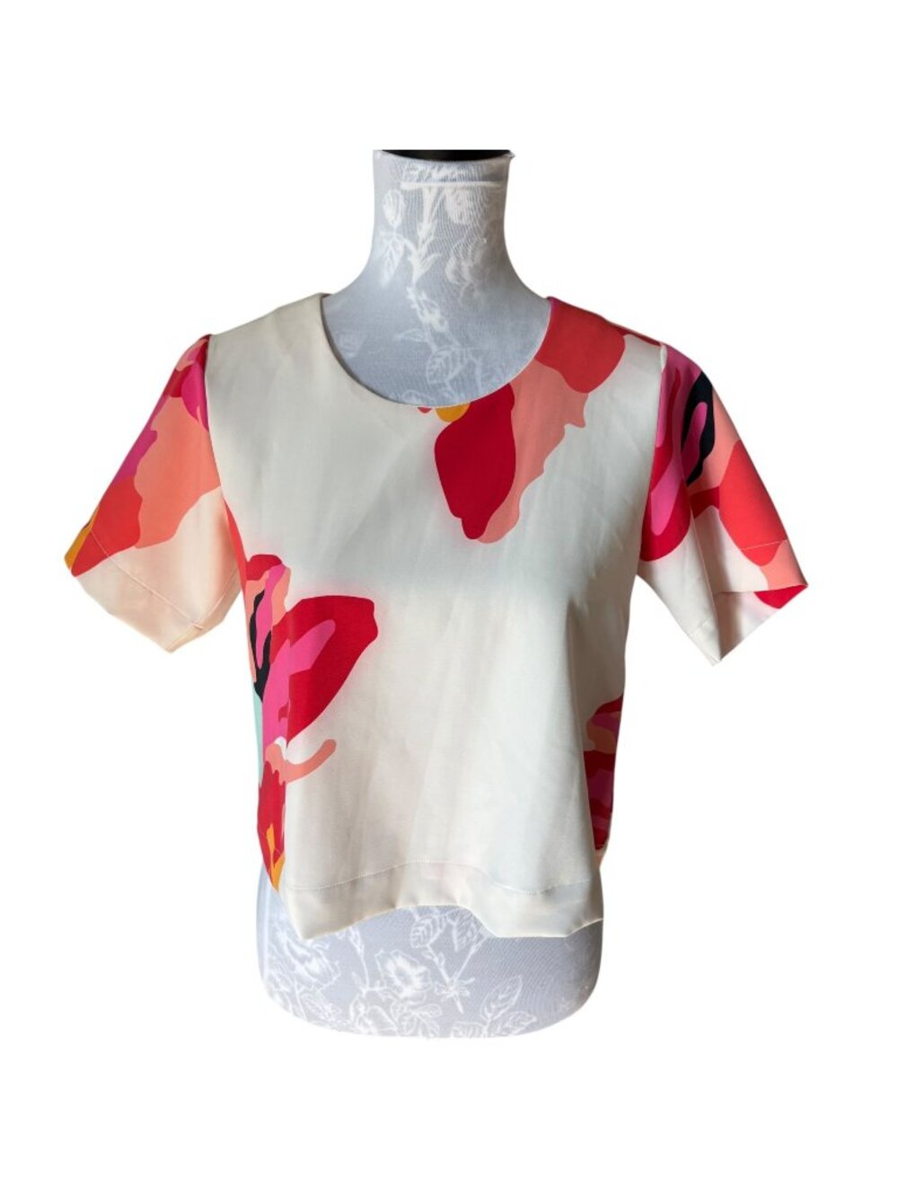 Crosby by Mollie Burch Womens Floral Short Sleeve Blouse Top XSmall